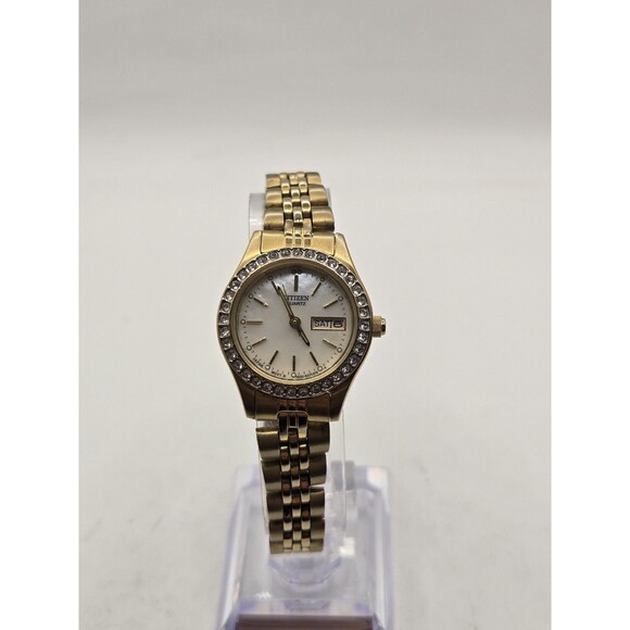 Citizen Ladies\' Watch 27mm Gold Tone Crystal Bezel. New Battery 6.5\